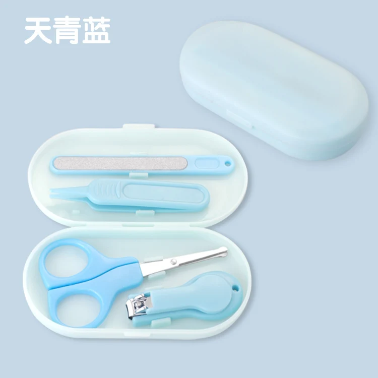 Paston бренд Baby Care 4-Set включая машинки для стрижки ногтей, ножницы, стальные пилочки для ногтей, носовые пинцеты YE-12 - Цвет: Blue
