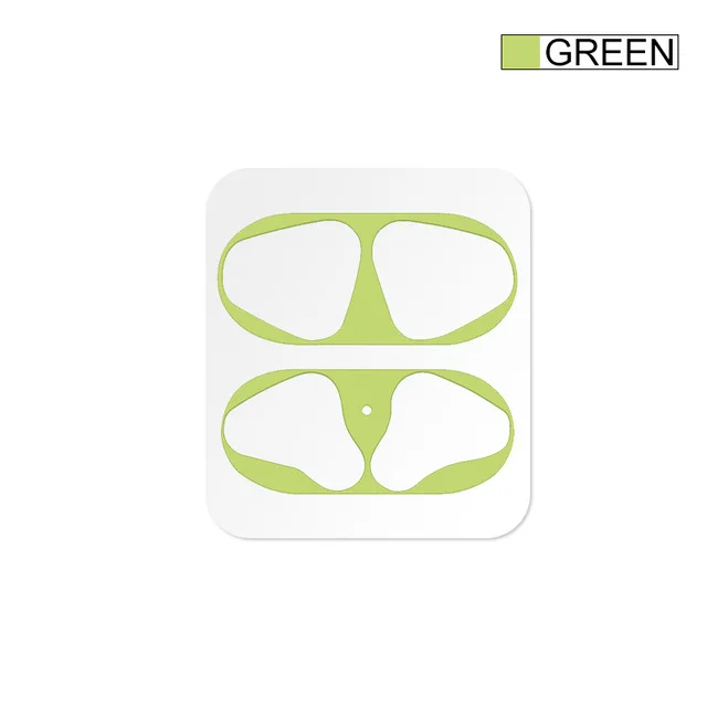 Green Защита от пыли Твердый чехол для наушников Легкая установка Пылезащитная практичная Защитная Наклейка металлическая прочная для AirPods 1 - Цвет: Green