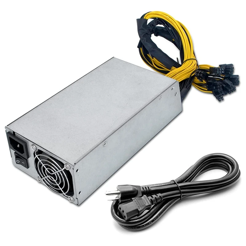 

Блок питания для майнинга ATX PC 2000 Вт 2U, 110-220 В ETH BTC PSU, подходит для 8 GPU Ethereum, чехол для компьютера, вилка США