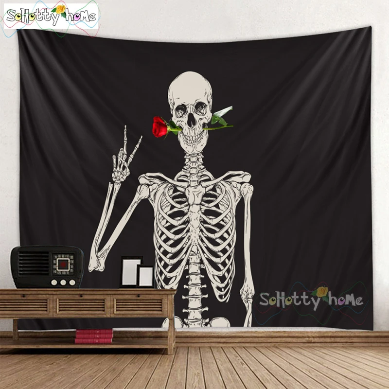 Скелет индийская Мандала хиппи гобелен настенный адский дьявол Богемный