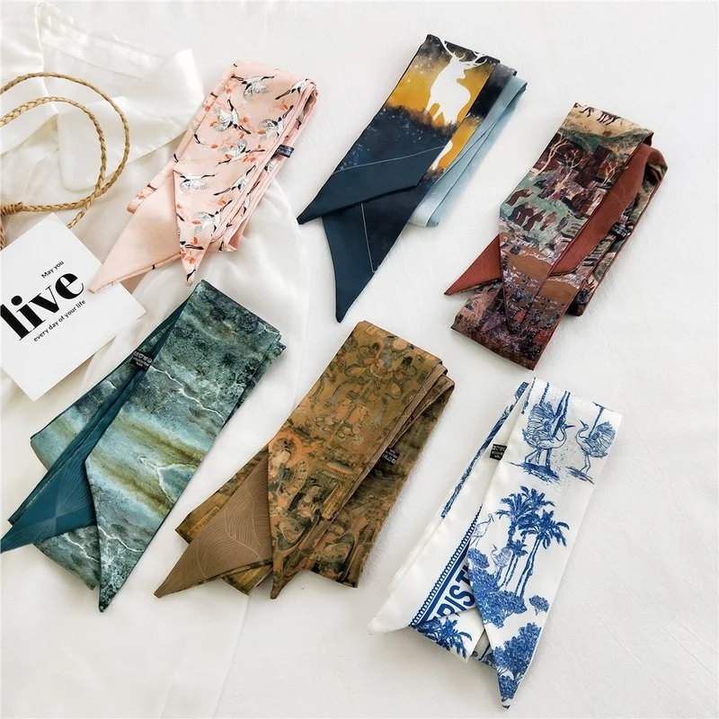 

Fashion Women Printing Hair Scarf Bandanas Hair Ribbon Bag Scarves Wrist Towel Foulard Headband for Girls Lady Hair Accessories