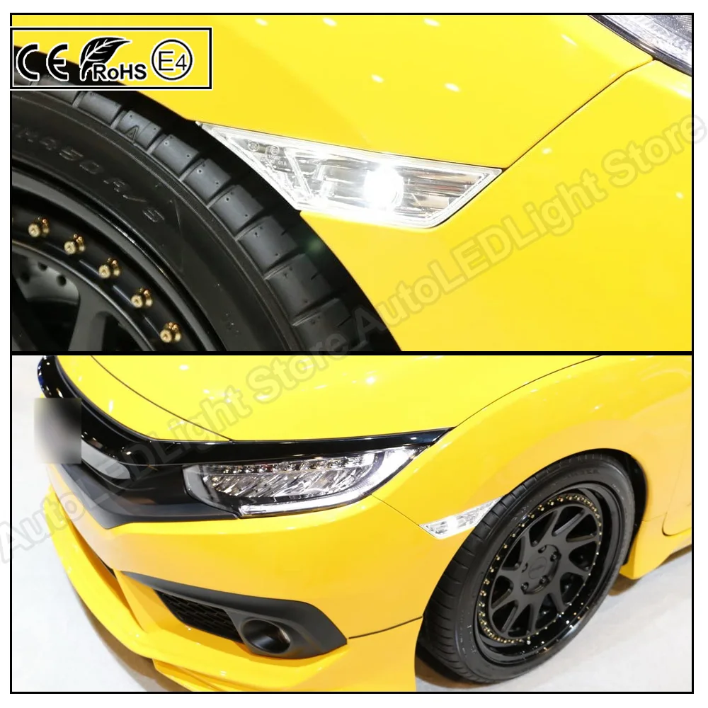 

2x OEM Side Fender Marker position lights+Two bulbs Clear/Smoke white light For Honda Civic 2016 2017 2018 2019 2020 2021