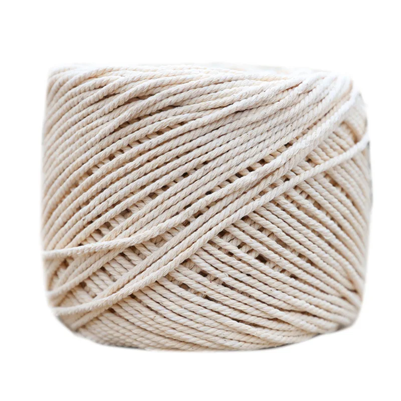 

3mm 4mm 5mm 6mm Macrame Rope Twisted String Cotton Cord For Handmade Natural Beige Rope DIY Home Wedding Accessories Gift