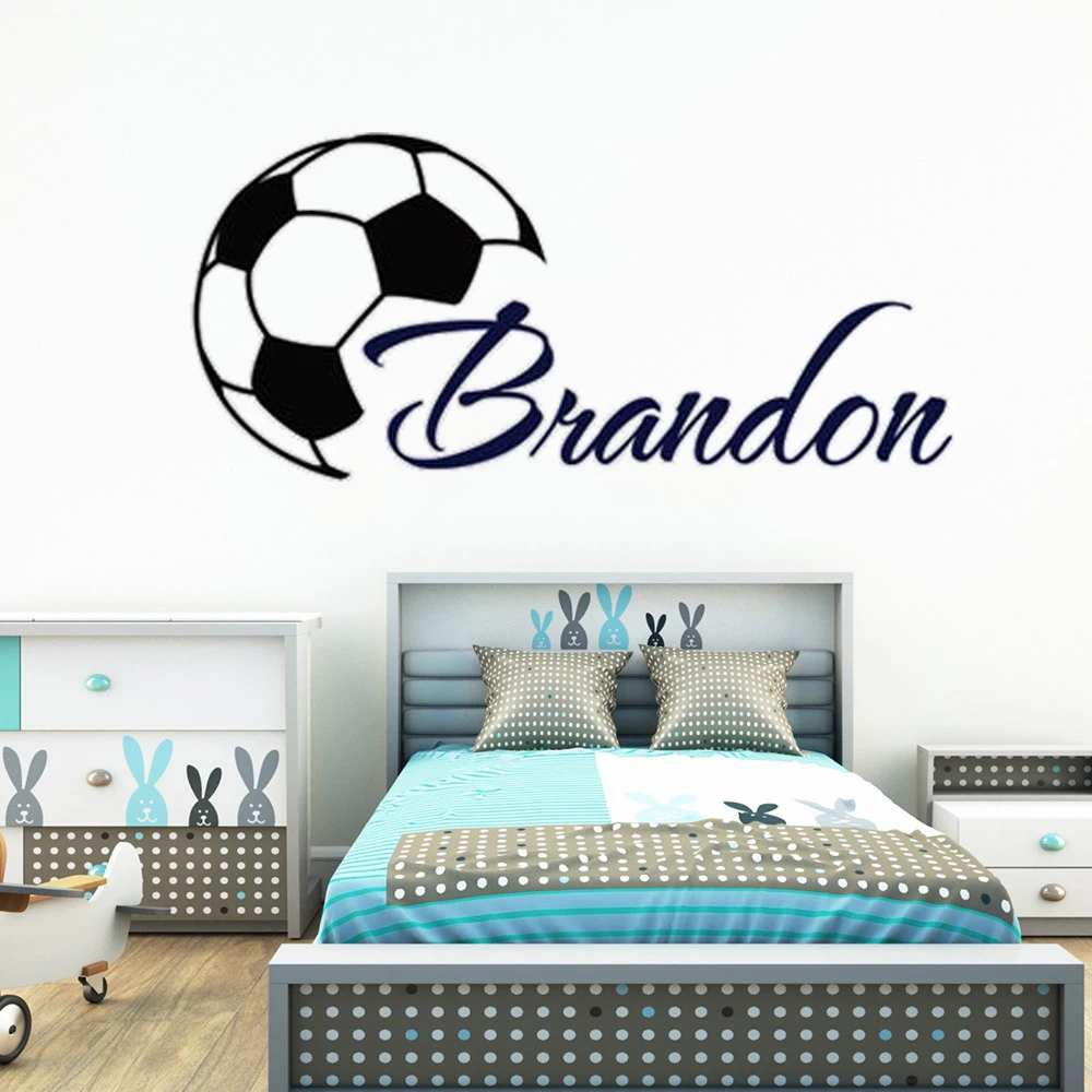 

Soccer Name wall sticker Boy Soccer Boy Name Decals Pesronalized Sports Wall Decal For Boys Teens Room Vinyl home decor HY255