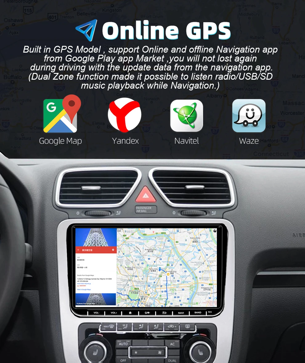 Автомагнитола 2DIN Android 9 0 GPS мультимедийный плеер для