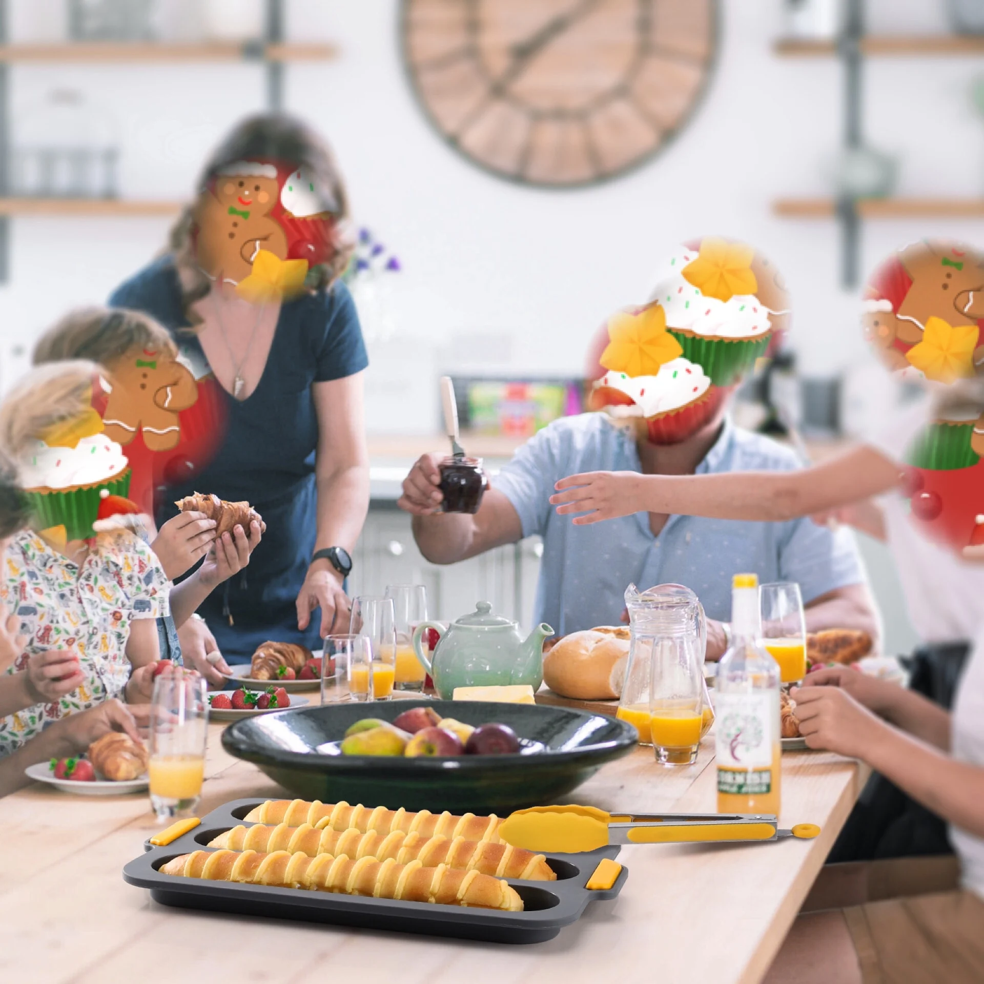 

3 Grids French Bread Baking Tray Non-Stick Bread Mould Silicone Baguette Baking Loaf Pan Cake Mold Pastry Bakeware Kitchen Kits