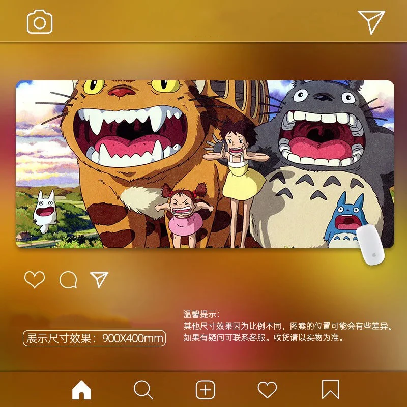 

900x400MM My Neighbor Totoro Cartoon Anime gamer play Mouse Pad Gaming Mouse Pad Large Computer Keyboards Locking Edge Deak Mat