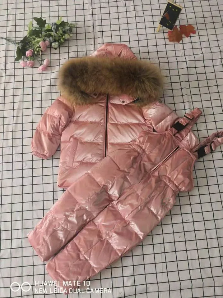 Зимние пуховики с капюшоном, пальто, Детские комплекты, зимняя одежда, плотная теплая верхняя одежда, парка с воротником из натурального меха, пуховики Modis Y1687