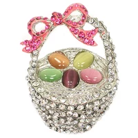 12pcs/lot Wholesale Fashion Brooch Rhinestone Jewelry Gift Easter Basket Pin brooches C102246
