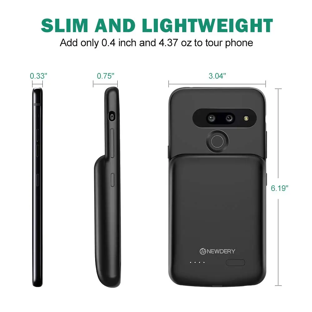 NEWDERY, новейший чехол с аккумулятором 4700 мАч для LG G8 ThinQ, тонкий чехол с зарядкой, тонкий чехол из ТПУ для LG G8 ThinQ, черный