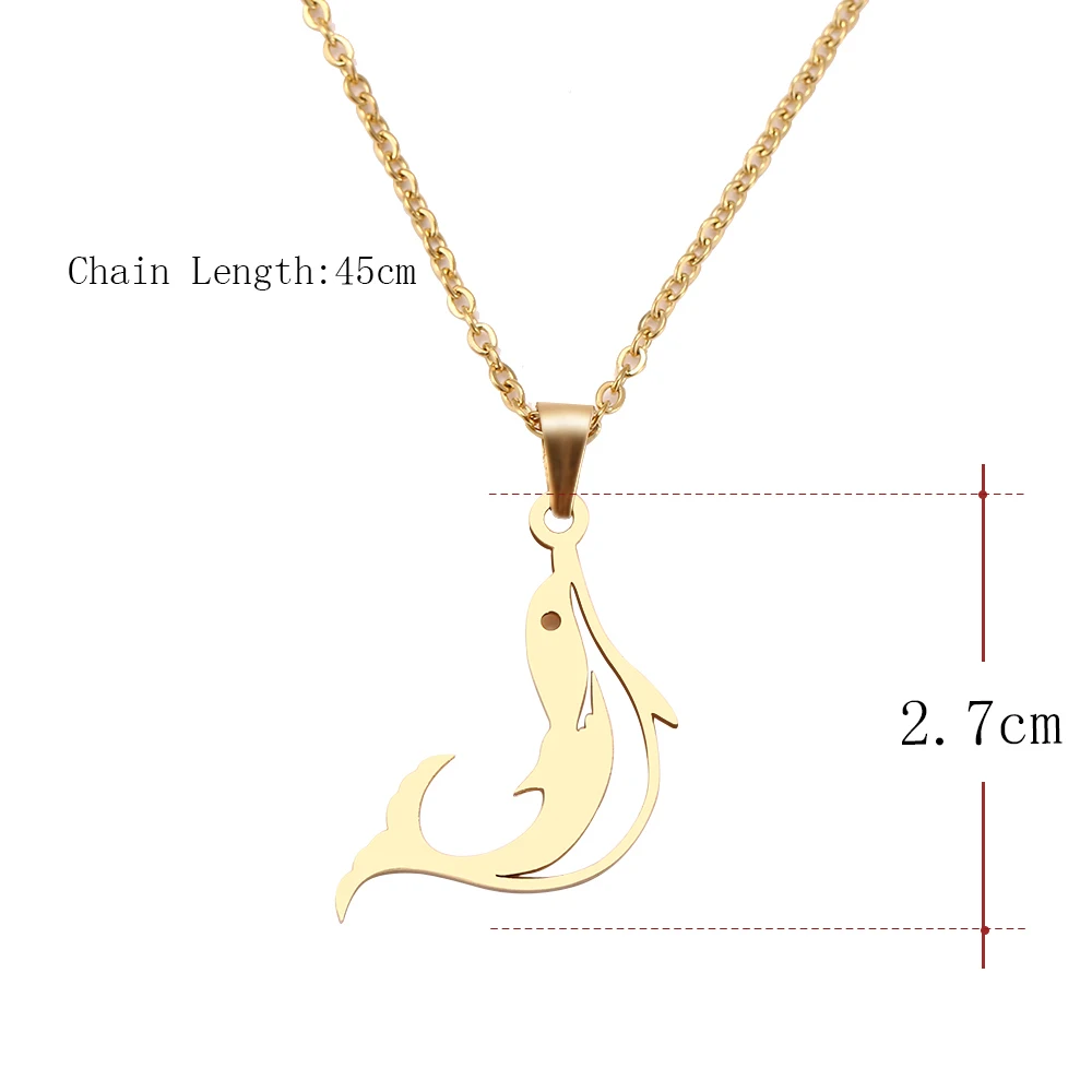 DOTIFI Stainless Steel Necklace For Women Man Jumping Dolphin Choker Pendant Necklace Engagement Jewelry images - 6