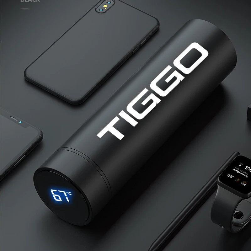 

500ML Intelligent Stainless Steel Thermos Bottle Cup Temperature Display Vacuum Flasks Travel Car fFor CHERY TIGGO 2005-2013