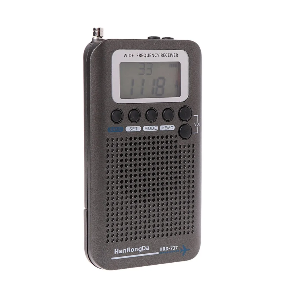 HRD-737 цифровой ЖК-дисплей полный диапазон радио портативный FM/AM/SW/CB/Air/VHF World Band стерео приемник радио с будильником