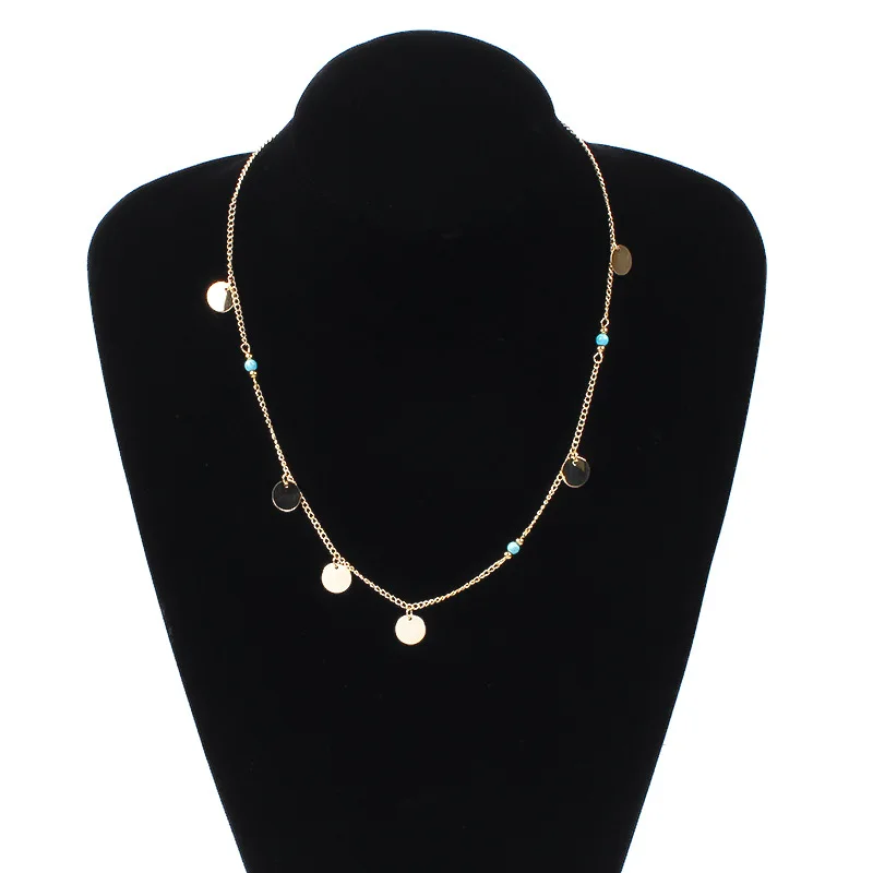 Новые круглые Блестки камень чокер цепь ожерелье заявление женщины подвеска в