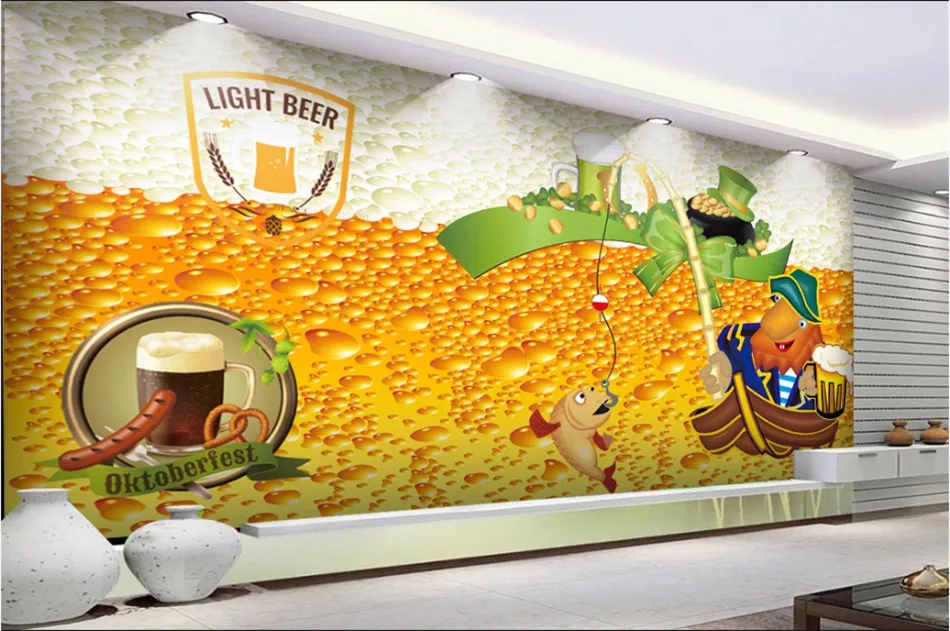 16612042 Ретро ностальгическая пивная культура девушка характер питание 3D настенная бумага Ресторан Бар промышленный Декор задний план обои 3D - Цвет: 16612042