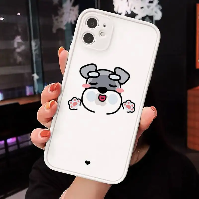 

Cartoon schnauzer dog Phone Cases Matte For iPhone 12 Mini 11 Pro XR XS Max 7 8 Plus X Hard PC Back Cover