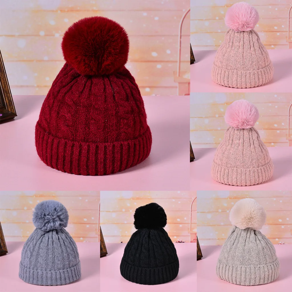 Модная женская теплая зимняя шапка Женская Повседневная вязаная шерстяная шляпа