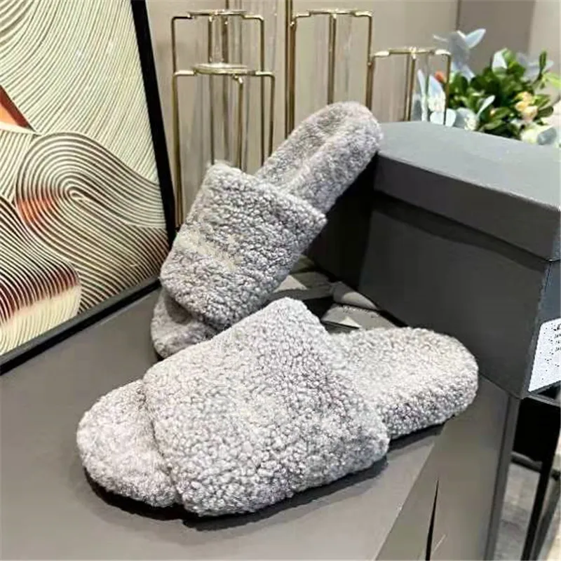 

Lamb Wool Embroidered Women Slippers High Quality Handmade Home Cotton Shoes 2021 Autumn Winter Warm Leisure Slippers for Women
