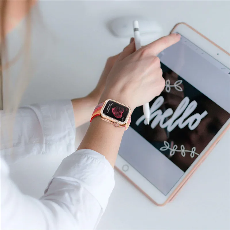 Чехол для Apple watch 5 4 44 мм 40 мм 42 мм 38 мм чехол для Apple watch бампер двойной Алмазный защитный чехол iWatch 3 2 1 аксессуары 40