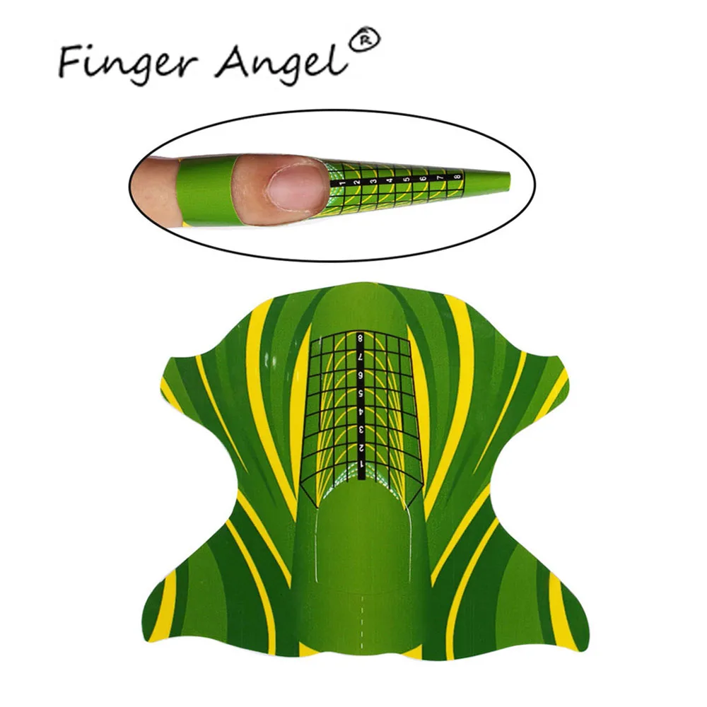 Finger Angel 50/100/500 шт. форма ногтей советы зеленый Бумага дизайн ногтей руководство для маникюра(гель-удлинитель французский инструмент для маникюра Сделай Сам W011