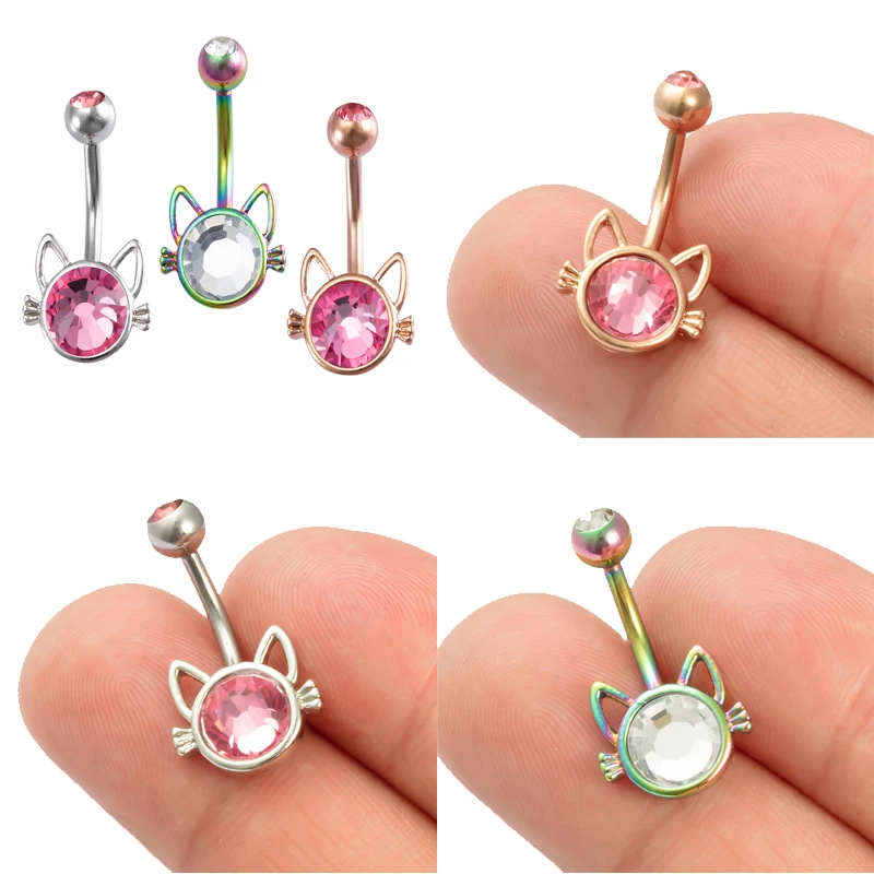 

1pc Sexy Navel Piercing Belly Button Rings Belly Ring Bar Dangling Ombligo Party Surgical Steel cat for Woman Body Jewelry 14g