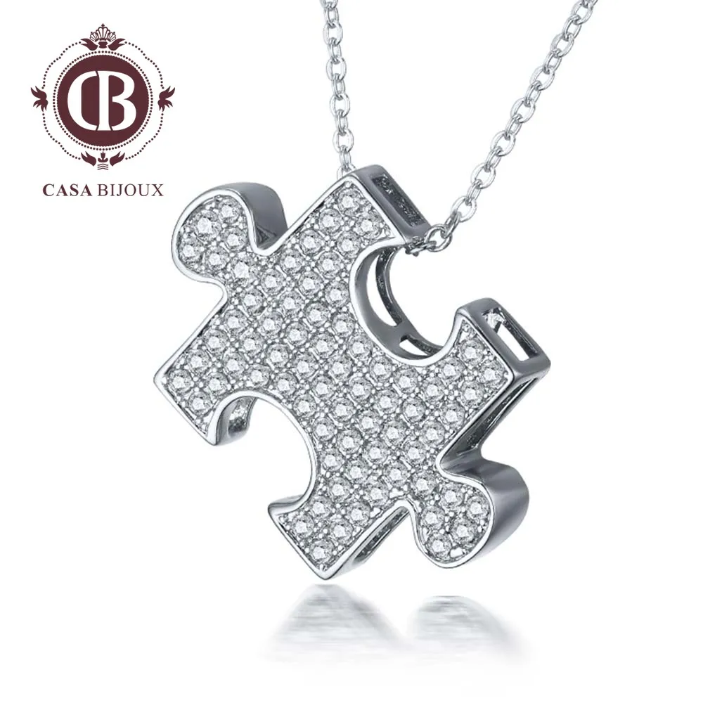 CASABIJOUX трендовая головоломка подвеска для влюбленных золотой цвет ожерелья с ZC