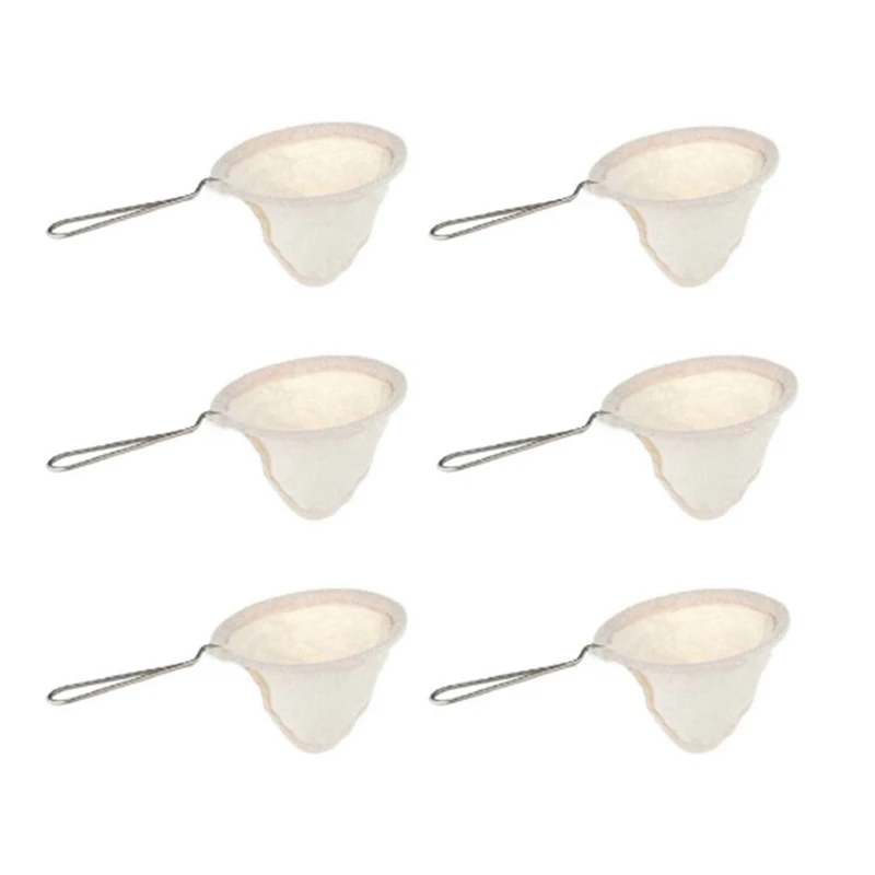 

Coffee Filter Bag Reusable Stainless Steel Handle Flannel Hand-Pushed Coffee Filter Bag Filter-6Pcs