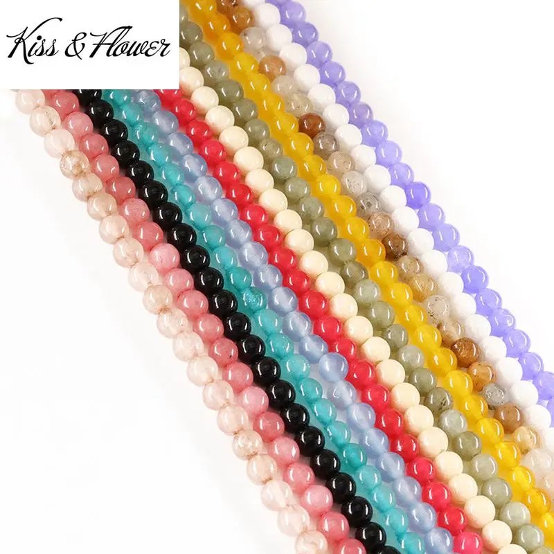 

QEENKISS LB16 4mm Natural Stone Jewelry DIY Making Accessories Bracelet Necklace Colorful Round Scattered Loose Spacer Beads