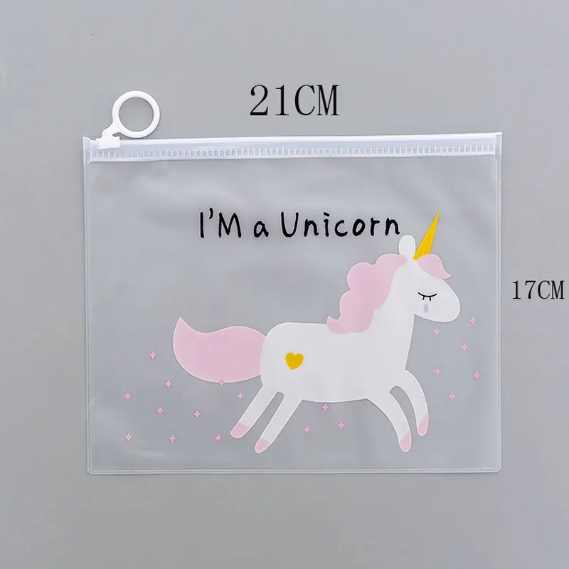 Creative simple pencil case transparent cute student zipper file bag plastic unicorn stationery supplies storage |