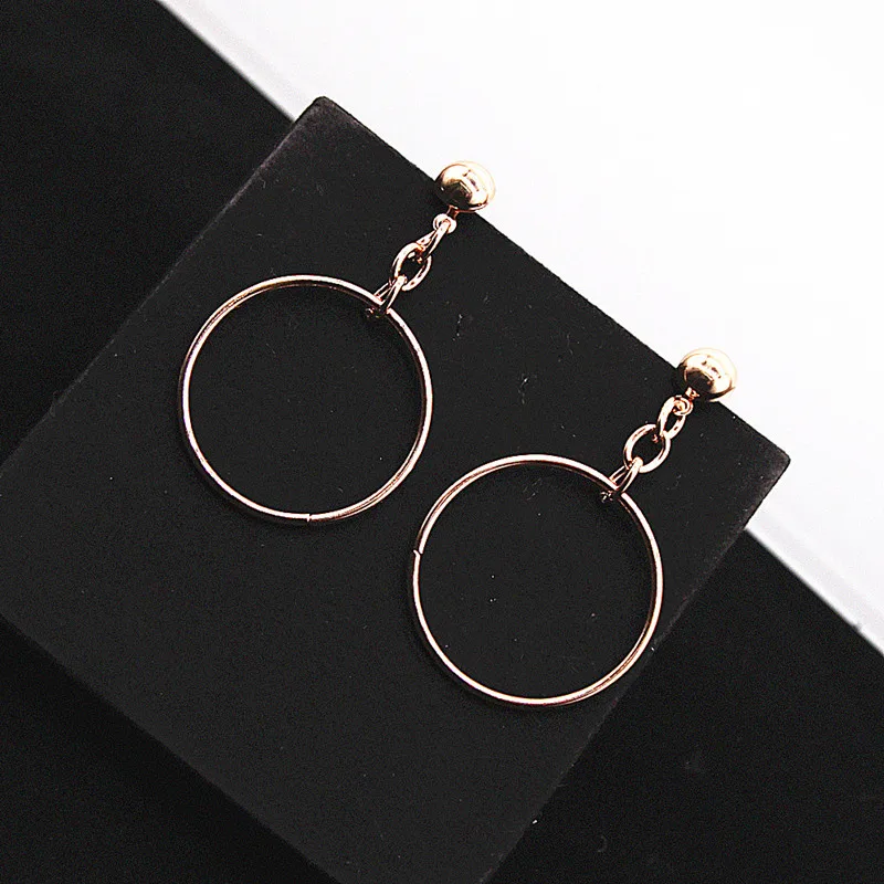 Simple Metal Round Circle Hoop Earrings Golden Color Big Hollow Loop For Women Attractive E0443 | Украшения и аксессуары