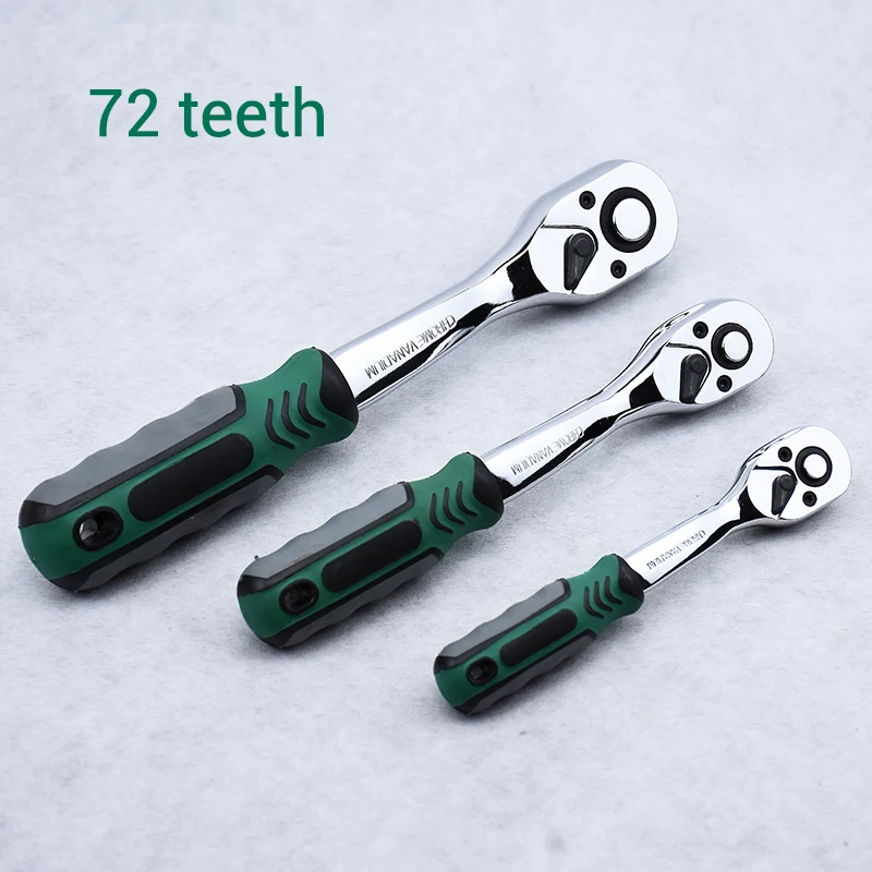 

1/4" 3/8" 1/2" inch 72 Teeth 24 Teeth Ratchet Wrench Ratchet Socket Spanner Handle Quick Release Wide Used Hand Tools