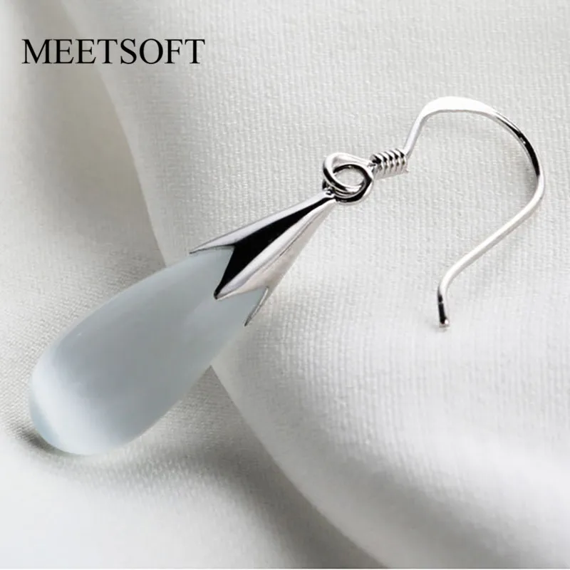 MEETSOFT Стерлинговое Серебро 925 пробы предотвращают аллергию серьги в виде капель с