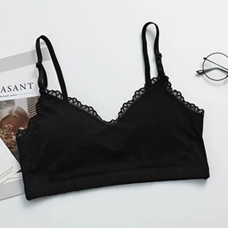 Бюстгальтер женский бесшовный кружевной без косточек с чашками пуш ап