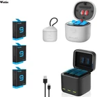 Быстрое зарядное устройство для GoPro Hero 9, черный, 1750 мАч, литий-ионный аккумулятор, 3 слота, контейнер для хранения батарей, зарядный чехол, аксессуары для камеры