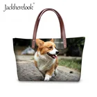 Сумка Jackherelook с верхней ручкой и надписью корги, сумка на плечо с милыми собаками, вместительный тоут для покупок для девочек-подростков