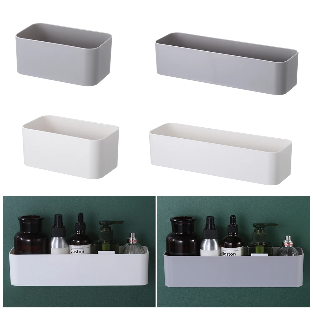 

Wall Mounted Cosmetic Storage Box Bathroom Storage Rack Wall Shelf Adhesive Hanger Organizer Remote Control Holder Home Decor