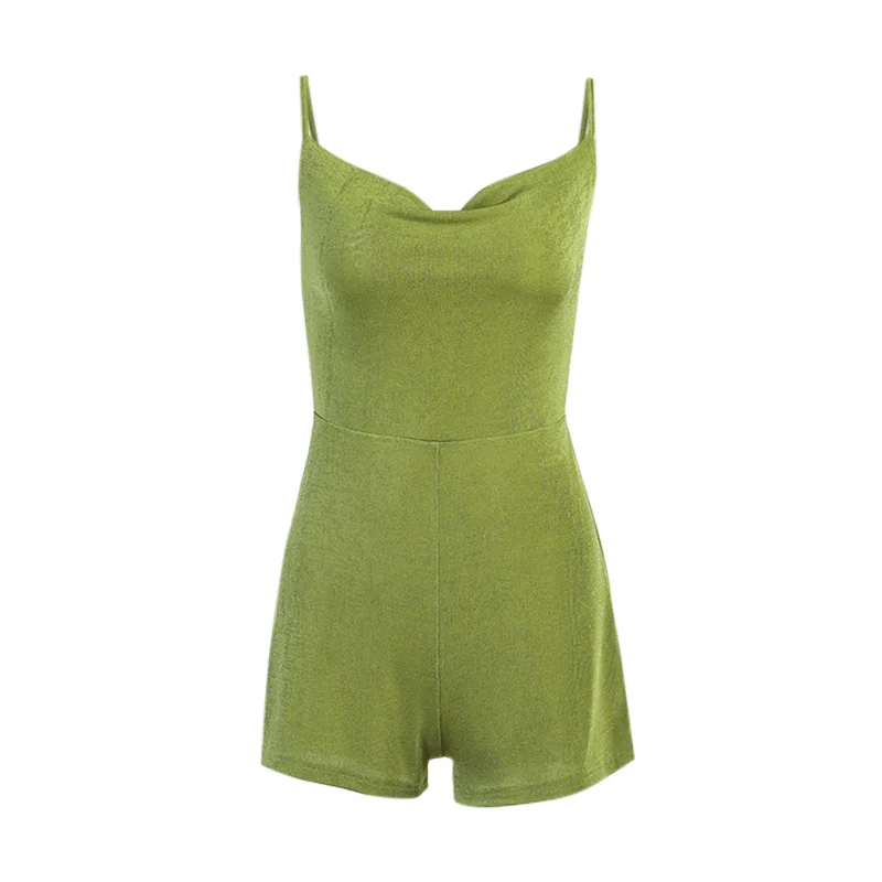 

SOLD OUT Lace Up Backless V-Neck Up Vintage Playsuit Women Sleeveless Loose Sport Solid Color Sexy Rompers Casual Fitness Mujer