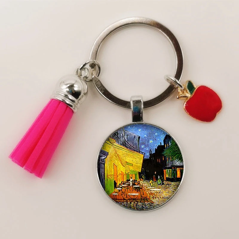 Модный очаровательный красный стеклянный кабошон с бахромой в виде яблока