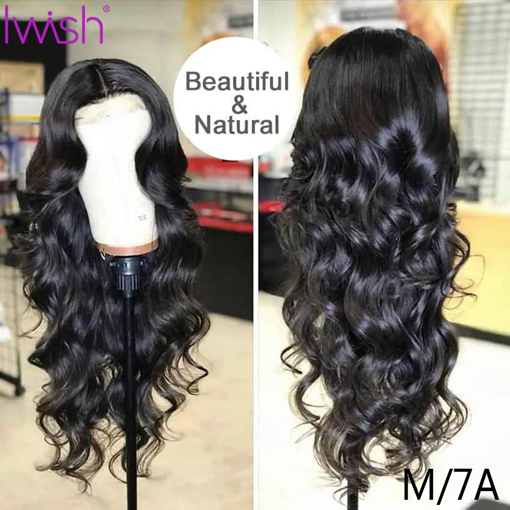 Natural Color Iwish Синтетические волосы на кружеве парики из натуральных волос для Для женщин 13x4 150% волосы Remy свободная индийский парик поддельные головы Синтетические волосы на кружеве парик предварительно вырезанные с детскими волосами - Color: Natural Color