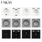 UNKAS B8 модули, самодельная Свободная комбинация, новая розетка Европейскогофранцузского стандарта 16 А, скрытая мягкая искусственная кожа