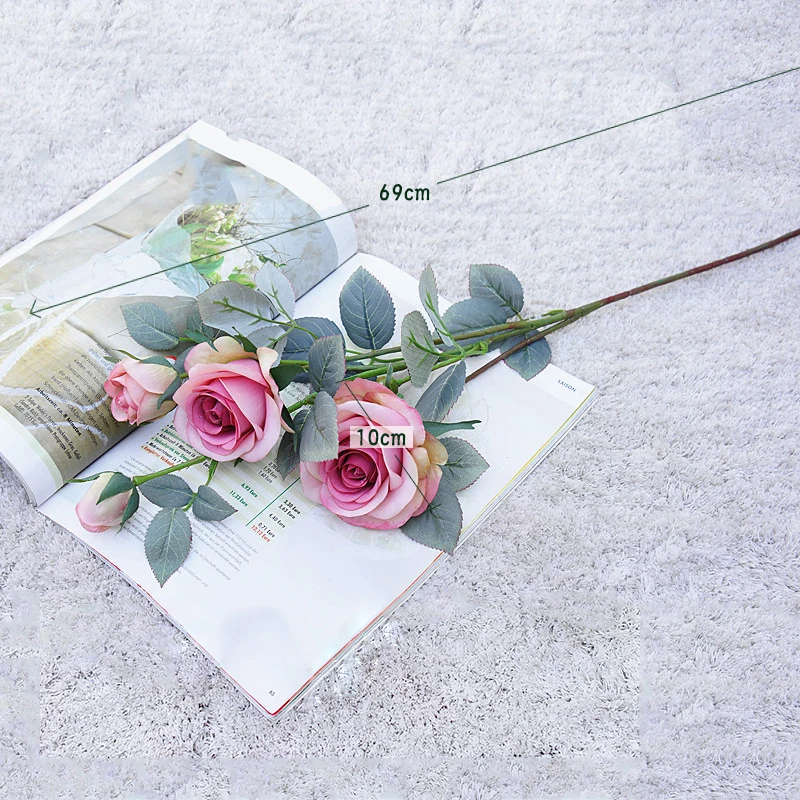 

JAROWN French Champagne Rose Artificial Flower Home Decoration Photography Wedding Supplies Decoration Mariage Fake Flower Plant