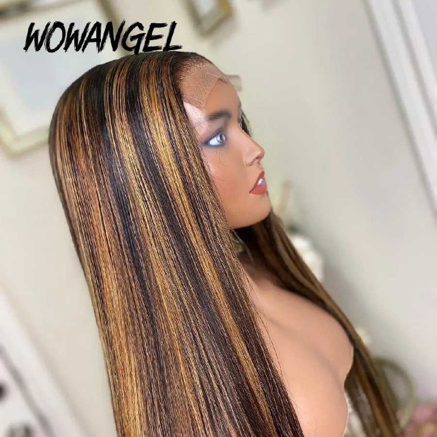 

Wowangel Highlight Wig Brazilian Body Wave Wig Highlight Lace Front Human Hair Wigs Honey Blonde Ombre Lace Front Wig Remy