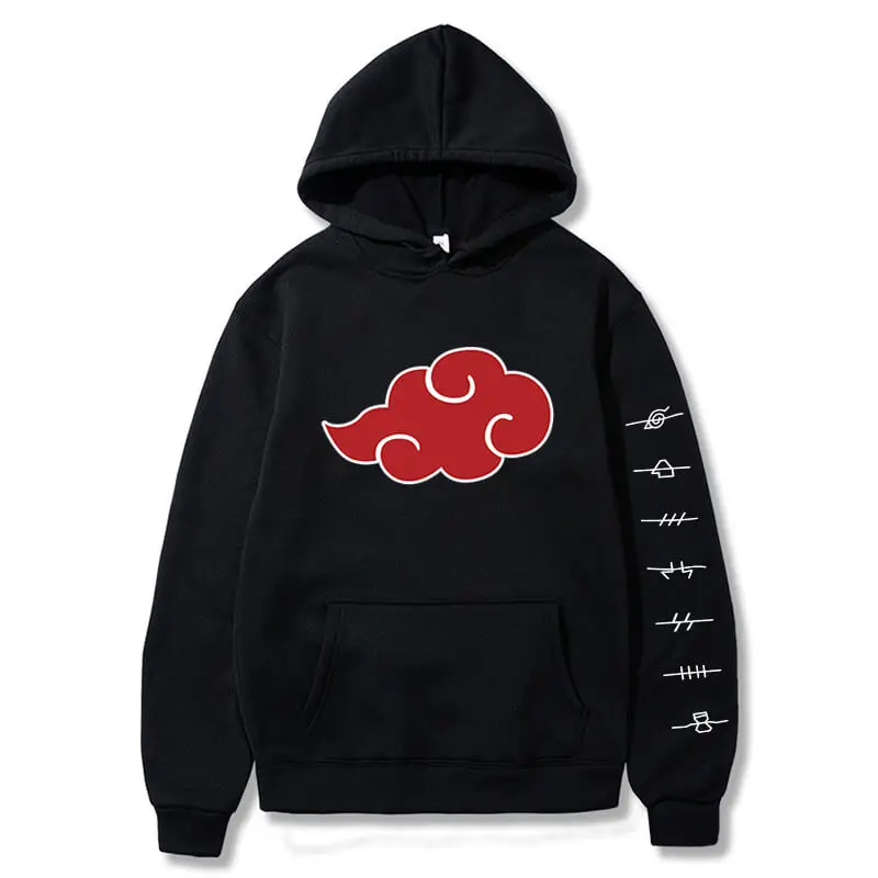 

Japanese Anime Sweatshirt Akatsuki Cloud Symbols Pullover Hoodie Men Fleece Oversized Hooded Streetwear Tops Sweat Homme