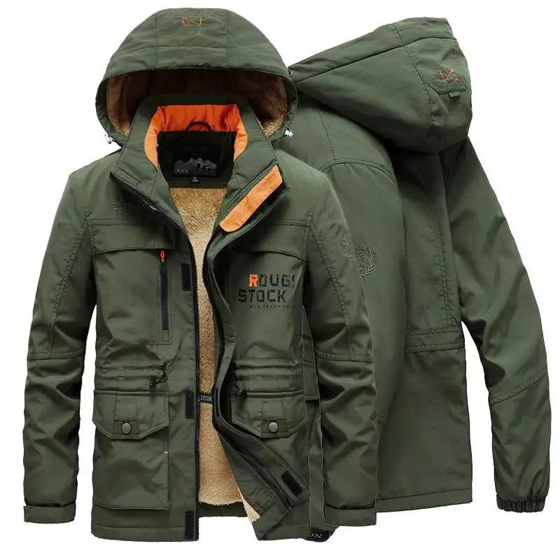 

Winter Jacket Men Thick Wool Liner Warm Streetwear Army Parka Men Multi-pocket Windbreaker Fur Hooded Cargo Bomber Jackets Coats