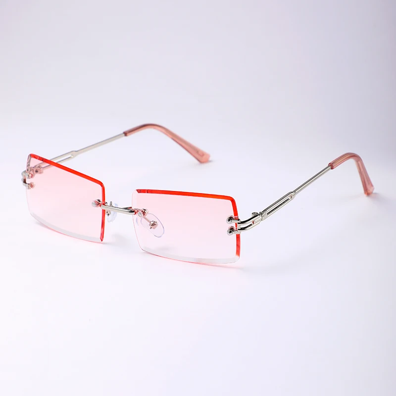 

Retro Small Rectangle Sunglasses Women Rimless Square Sun Glasses For Women 2020 Summer Style Female uv400 Green Brown Oculos