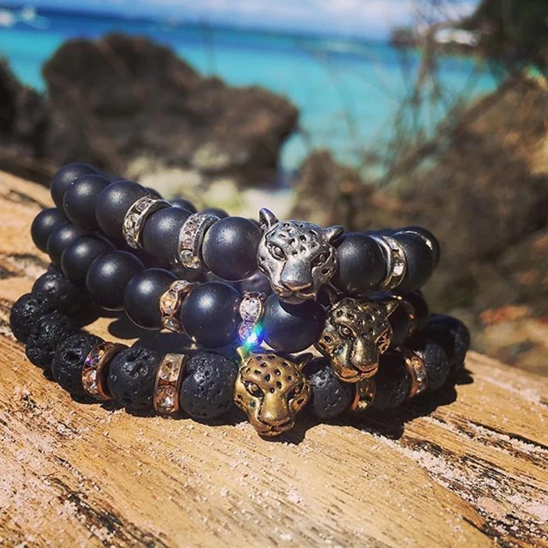 Браслет с шармами для мужчин и женщин золотистый браслет головой леопарда из