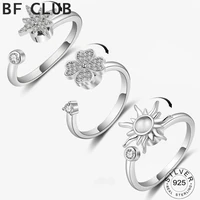 925 sterling silver sun flower zircon rings retro distressed opening handmade ring fashion fine jewelry