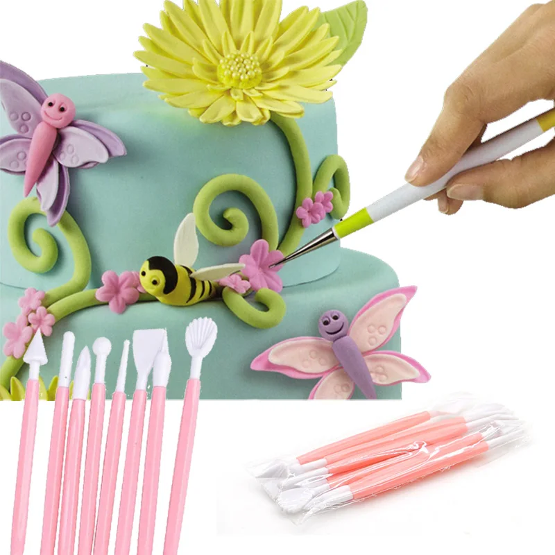 8 шт./компл. Fondant (сахарная) уступили инструмент резьба резак 16 цветочные узоры