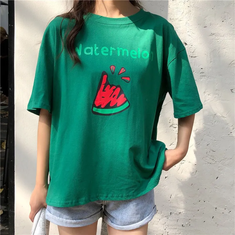 Женские винтажные футболки большого размера летние свободные хлопковые с