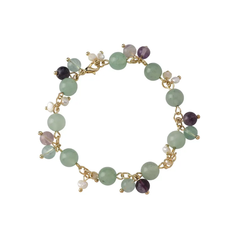 

LOVOACC Unique Design Exquisite Sweet Light Green Beaded Bracelets for Women Femme Gold Chain Metal Charm Bracelet Jewellery
